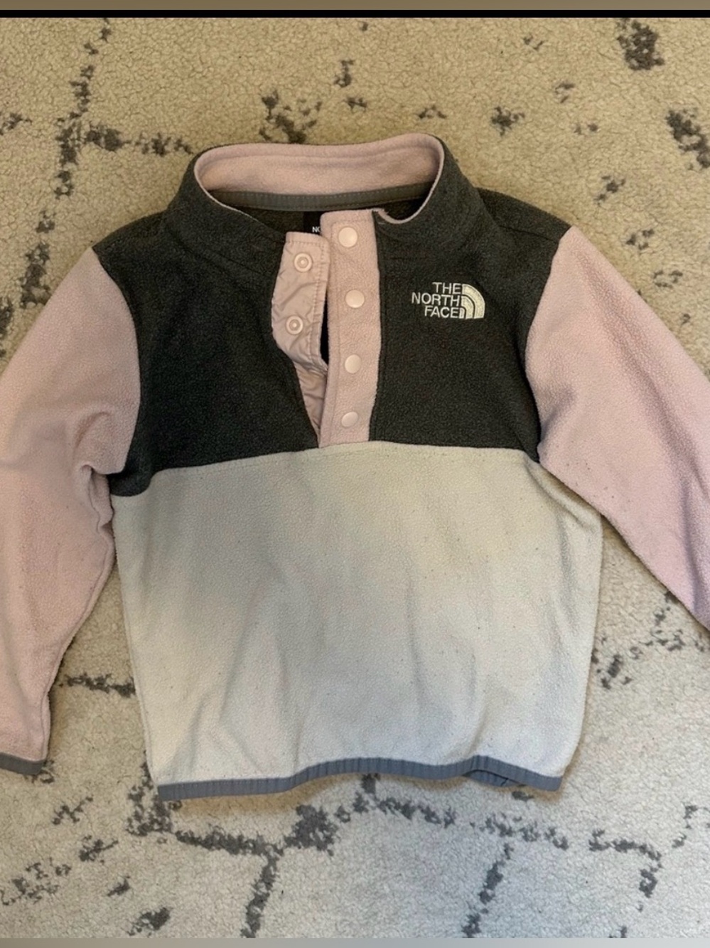 The North Face Kids Colorblock Fleece Pullover - Pink, Gray, Black